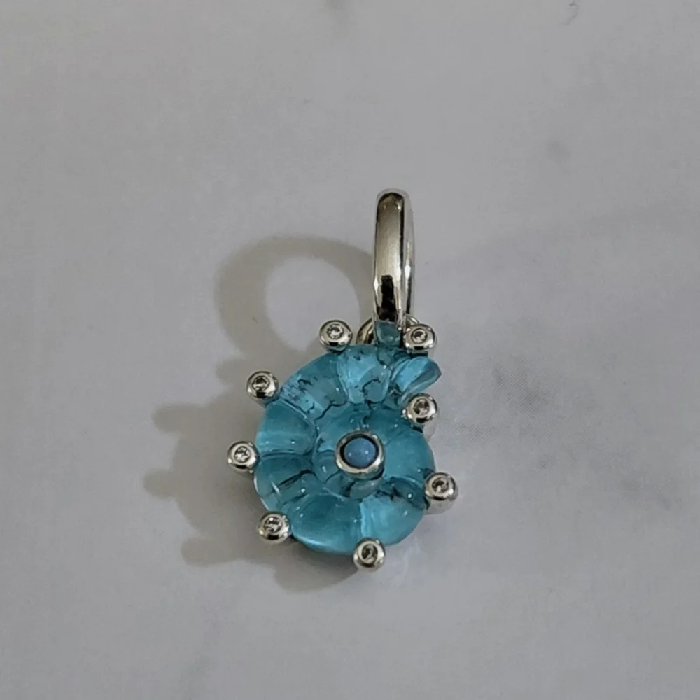 Pandora Blue Murano Glass Sea Snail Dangle Charm